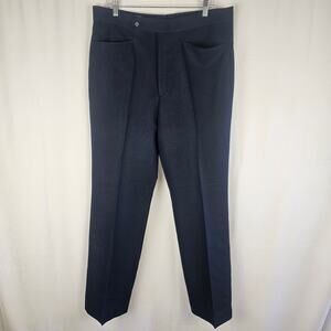 VINTAGE 70s 80s Sansabelt Navy Dress Pants 37x34 Jaymar Minimalist Beltless Pant